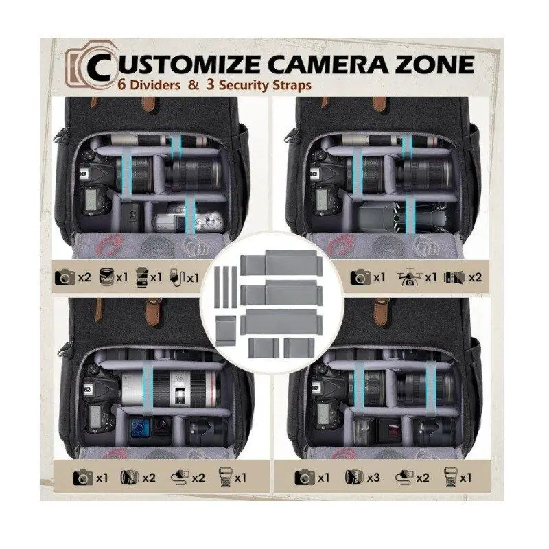Anti-Theft Large Capacity Canvas Camera Bag Waterproof Outdoor Photography Drone Single Reflex Double Shoulder Bag