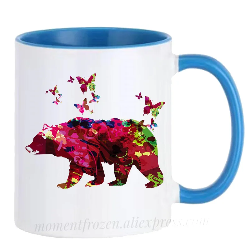 Bear Cups Mountain Flying Bird Hunter Coffee Mugen Butterfly Mugs Friend Gifts Home Decal Tableware Coffeeware Teaware Drinkware