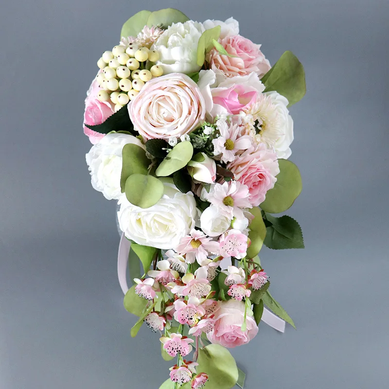 Bride bouquet Mori wedding simulation water droplets holding flower studio photo props wedding