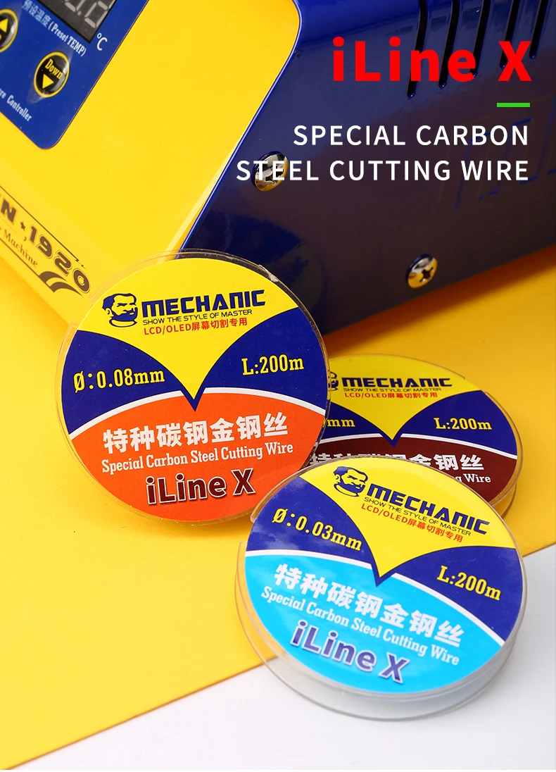 MECHANIC iLine X High Hardness Special Steel Cutting Wire for Mobile Phone LCD Screen Separation Repair Tools 0.03mm--0.1m