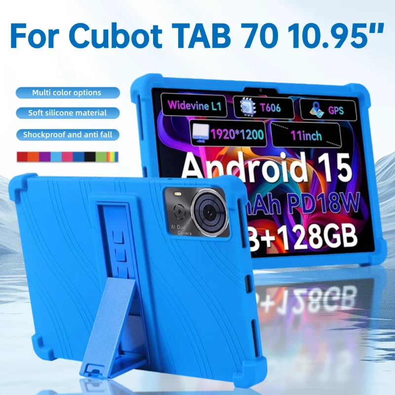 For CUBOT TAB 70 10.95' Tablets PC Silicone Case Kids Friendly 4 Corners Thicken Adjustable Stand Cover Protective Sleeve