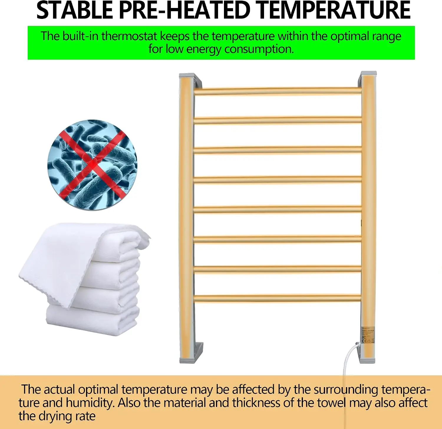 Towel Warmer with Timer,Towel Racks for Bathroom,8 Bar Heated Towel Rack for Clothes Drying,Portable Free Standing Heater,Auto