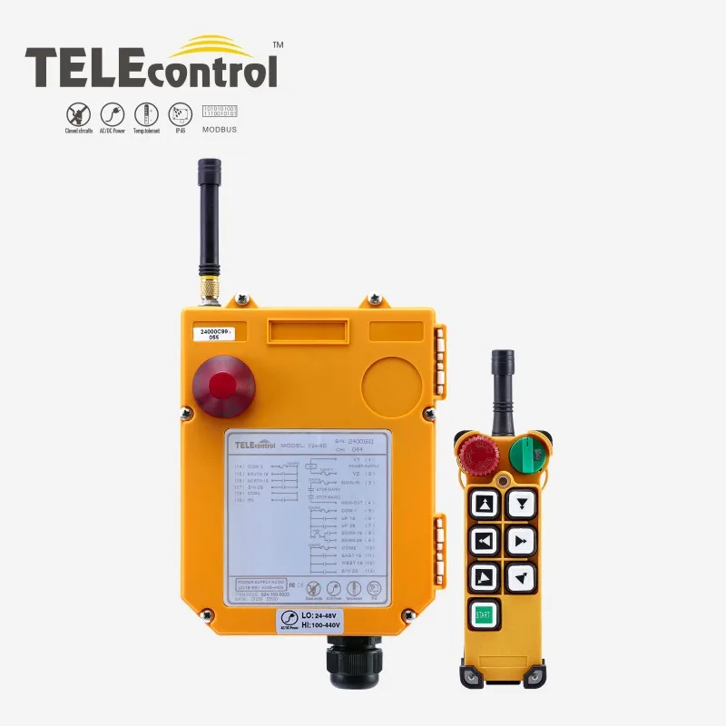 TELEcontrol UTING F24-6D Double Speed 6 Channel Industrial Remote Control For Overhead Crane Lift IP65 Waterproof Wireless