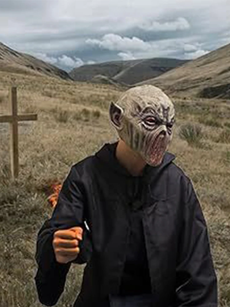 Маска дьявола на Хэллоуин, маска дьявола ужаса, страшная биохимическая маска с изображением инопланетянина, маска ужасов на Хэллоуин, зомби, косплей, реквизит, маска для взрослых