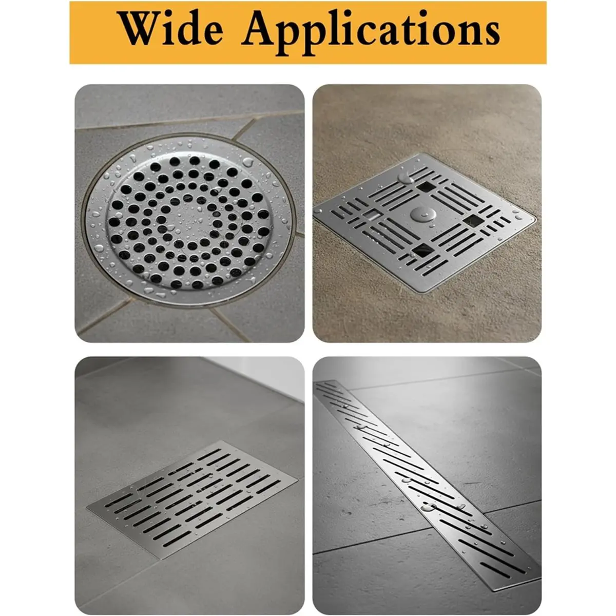 Coletor descartável do cabelo do dreno da chuveiro de 2 pacotes com ferramenta da remoção, adesivos autoadesivos das tampas do dreno do assoalho para o hotel em casa