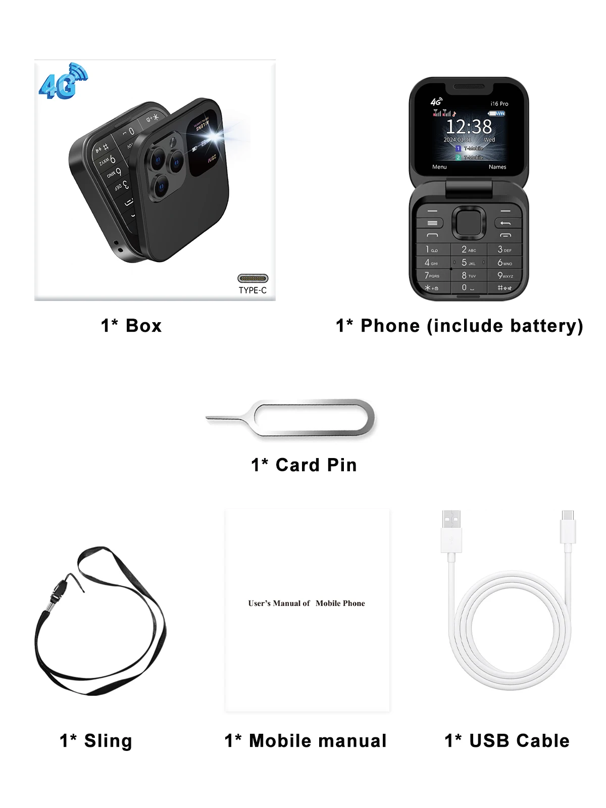 SERVO I16 Pro Mini Fold Mobile Phone Dual SIM Card Speed Dial Video Player Blacklist FM Radio 4G Small Flip Cellphone