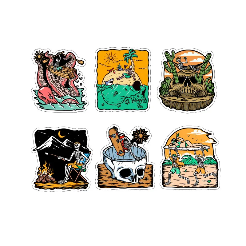 6Pcs Human Skeleton Scuba Diving Stickers, Outdoor Sport Waterproof Vinyl Decals for Motorcycle Car Laptop Skateboard Phone Deco