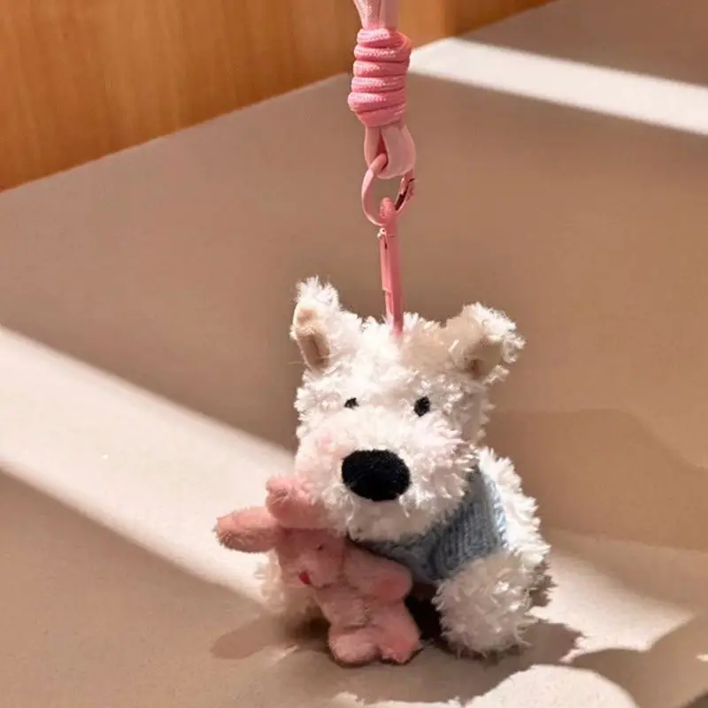 West Highland Dog. Dog Doll Key Chain Plush Toy Dog Cartoon Doll Cute Bag Book Bag Hanging Ornament Versatile Couple sisters