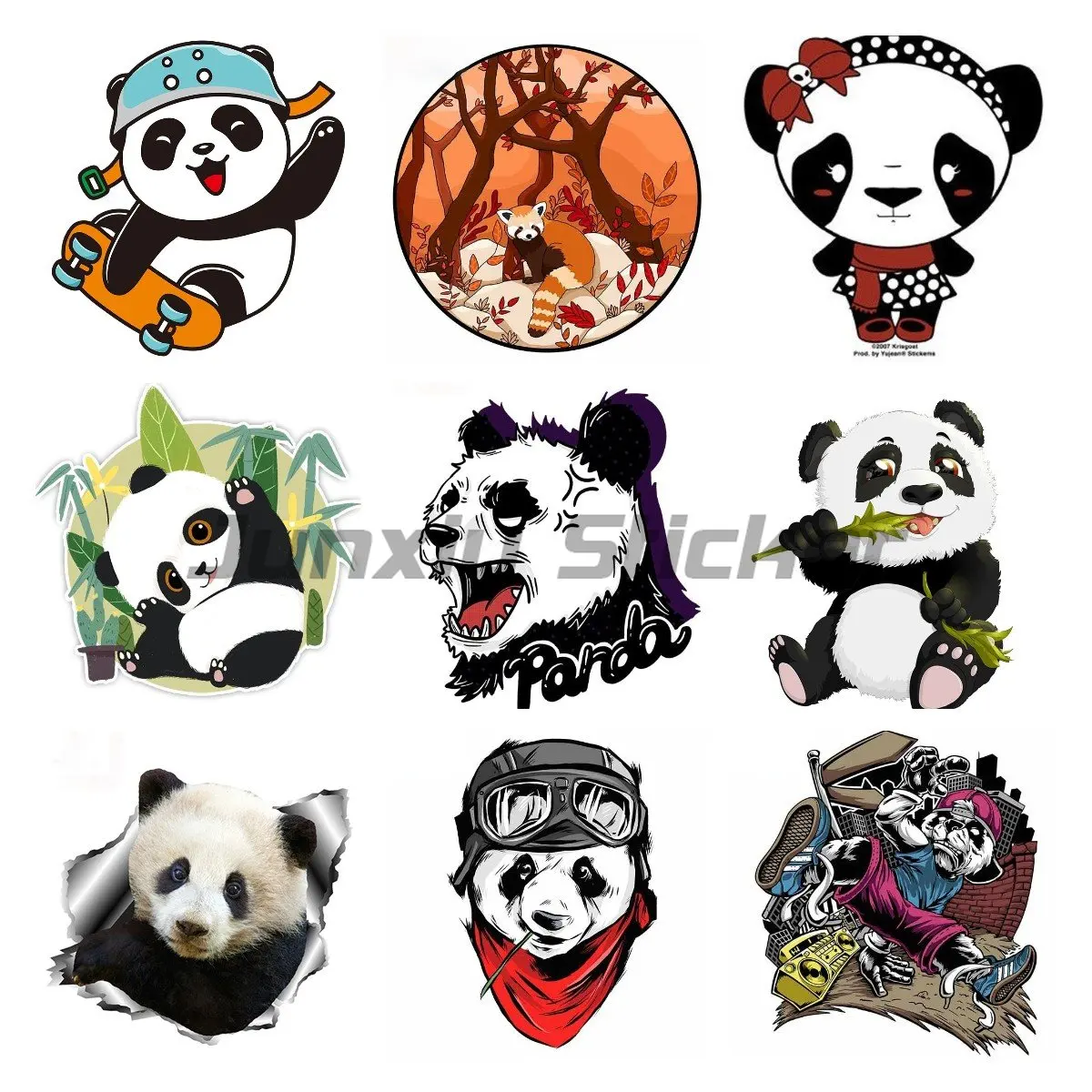 Panda Cartoon Anime Car Stickers Motorcycle Decals Windshield Bumper Cars Laptop Boat for Wall Door Window Helmet Car Stickers