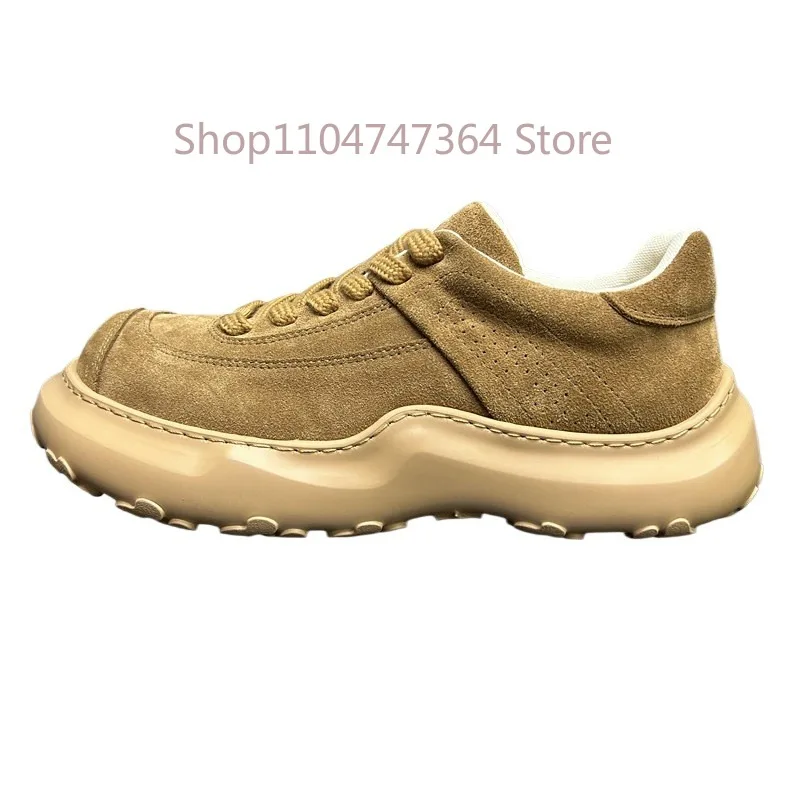 Luxury Thick Soled Genuine Leather Casual Shoes Men's Height Increasing Comfortable Lace Up Low Top Platform Shoes Male