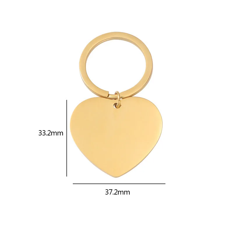 Stainless Steel Heart Keychain Blank For Engraving Metal Heart Charm Keychain To Record Mirror Polished Wholesale 10pcs