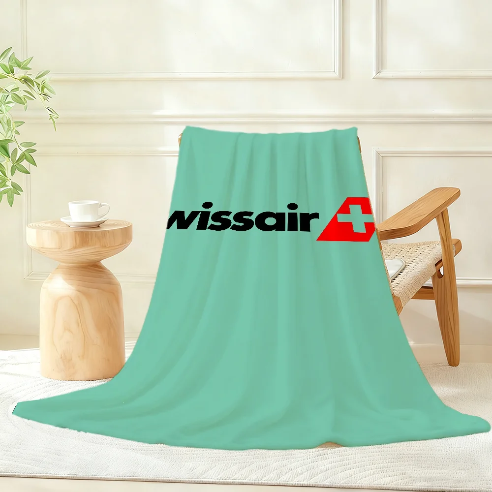 S-Swissair-R Logo Blanket Throw Super Cosy Plush Living Room Sofa Couch Childish Birthday Gifts