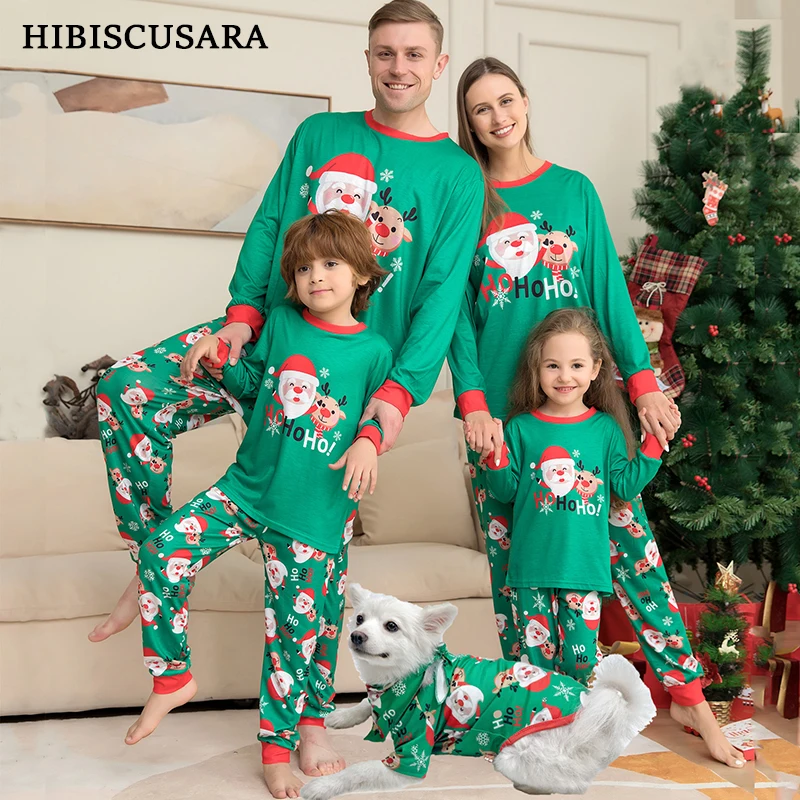 Xmas Family Pajama Matching Sets Pet Baby Kids Mother Father Dog Christmas Pajamas Outfits Big Children Snug Fit Santa Claus