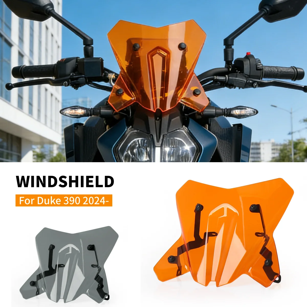 

Motorcycle Sports Windscreen Front Windshield Fly Screen Air Wind Deflectors Spoiler For Duke 390 125 2024 2025 Duke390 Duke125