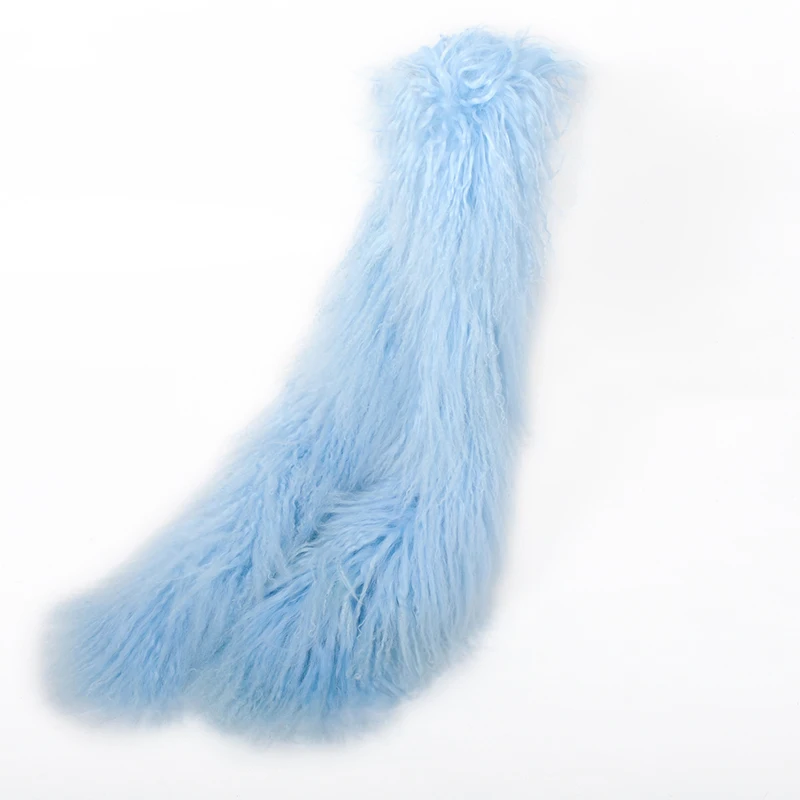 

130CM European Fashion Ladies Mongolian Lamb Fur Genuine Tibetan Sheep Fur Scarf