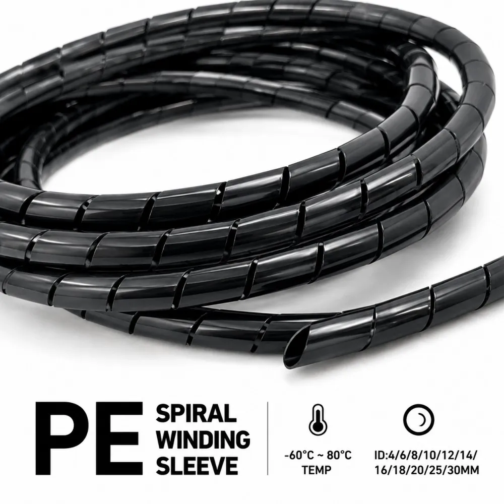 A Pack of Wire Protector Cable Sleeve Cover Tube Line Organizer Pipe Protection Flexible Spiral Wrap Winding Cable ID 4mm-30mm