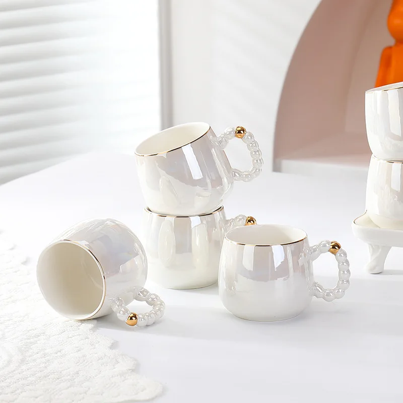 Light luxury pearl ceramic water set, cold water set, household tea set, living room teapot, cup set