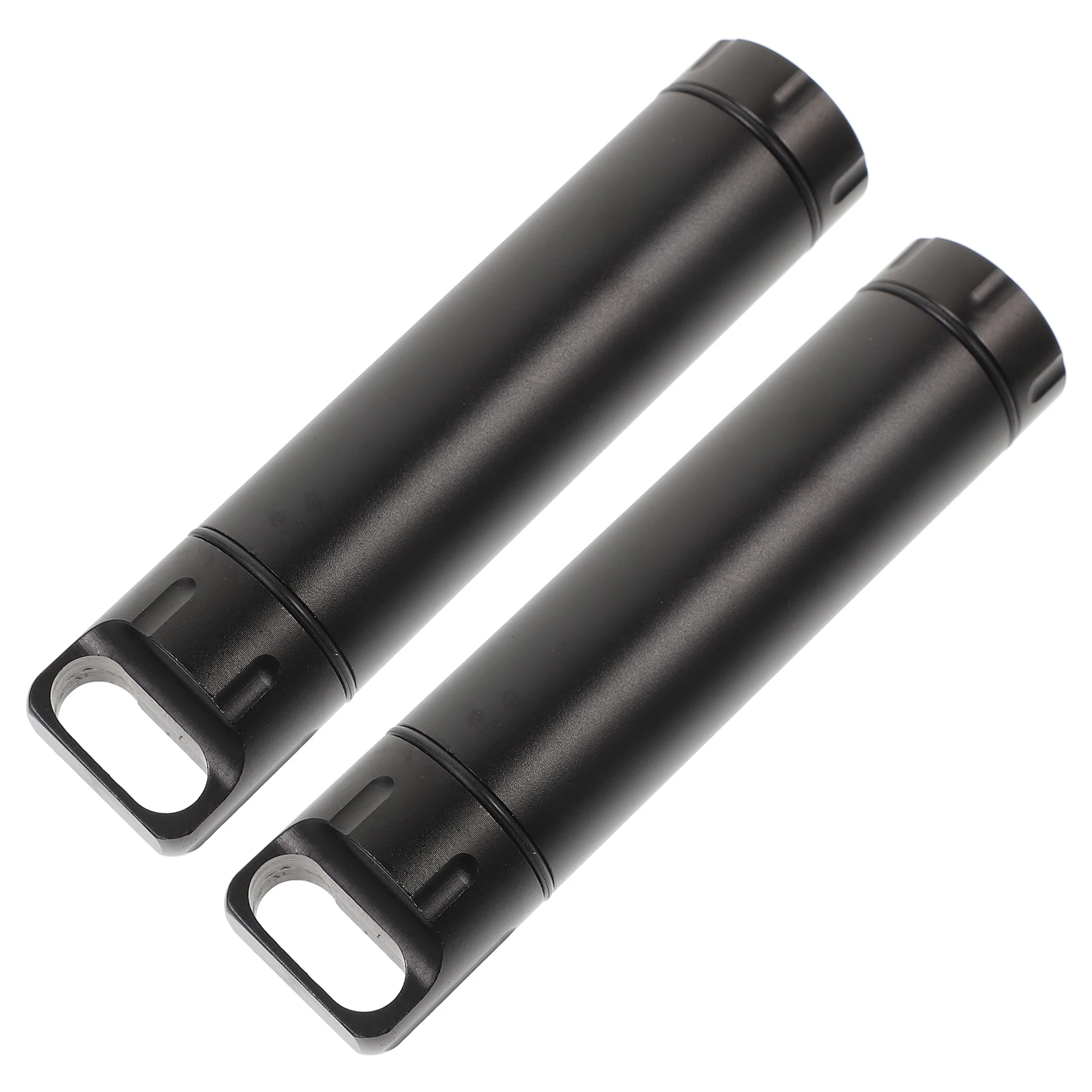 

2pcs Waterproof Warehouse First Aid Bottle Pill Holder Small Container Pendant Pocket Aluminum Alloy Black Portable Outdoor