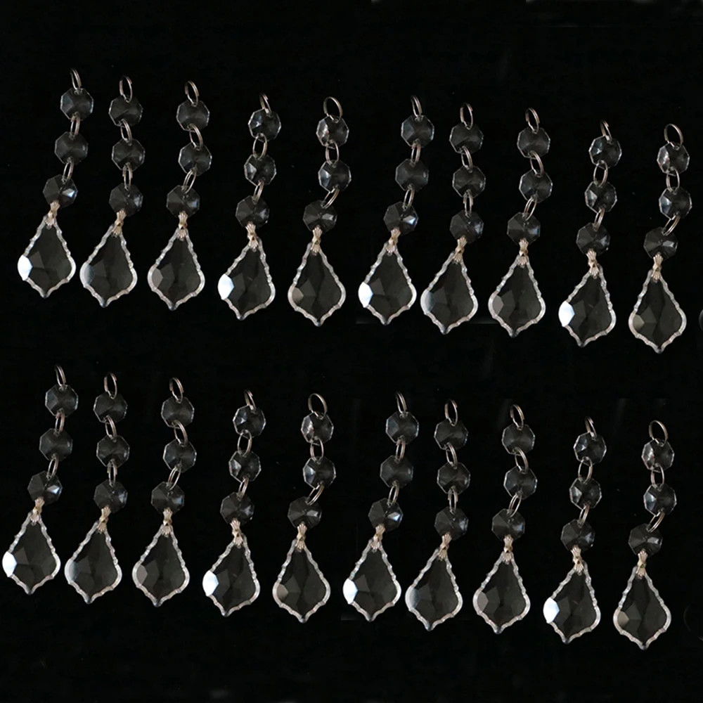 20pcs Clear Chandelier Crystals Lamp Prisms Parts,Hanging Teardrop Pendants with 3 Octagon Beads,Suncatcher DIY Pendant