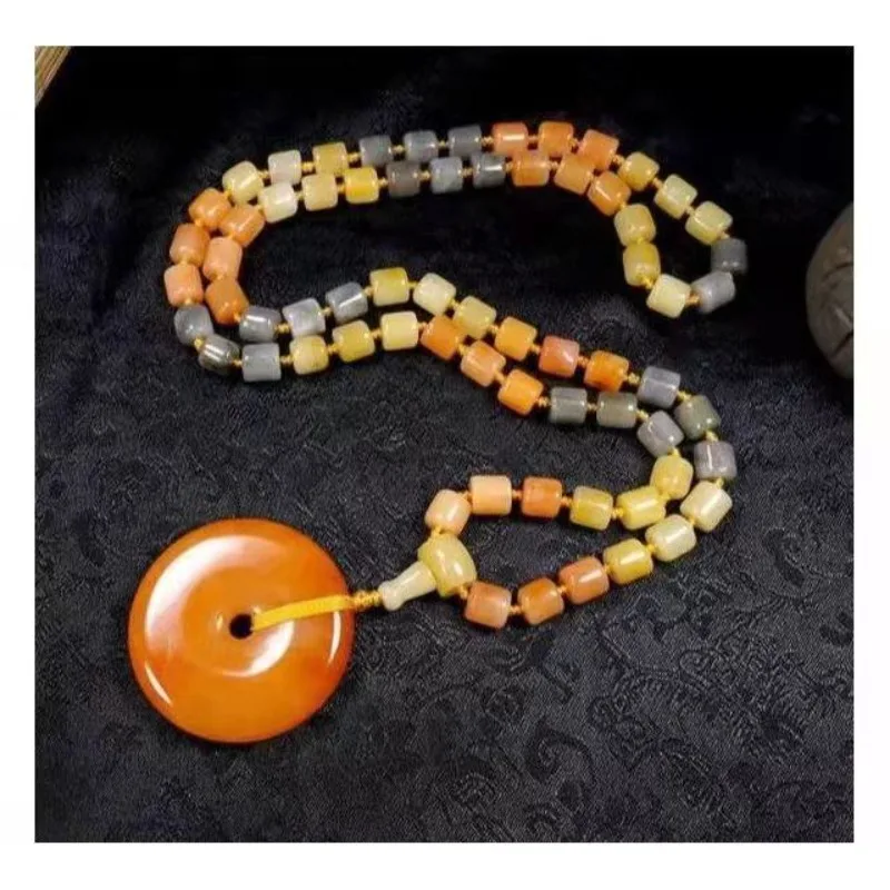 Natural Gold Silk Jade Safety Buckle Necklace, Women's Transshipment, Safe Delivery To Mother