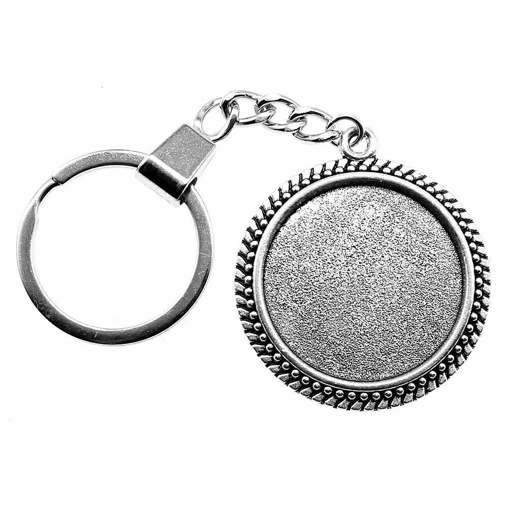 Key Rings 30Mm Round Glass Cabochon Base Setting Tray Bezel Bohemian Jewelry