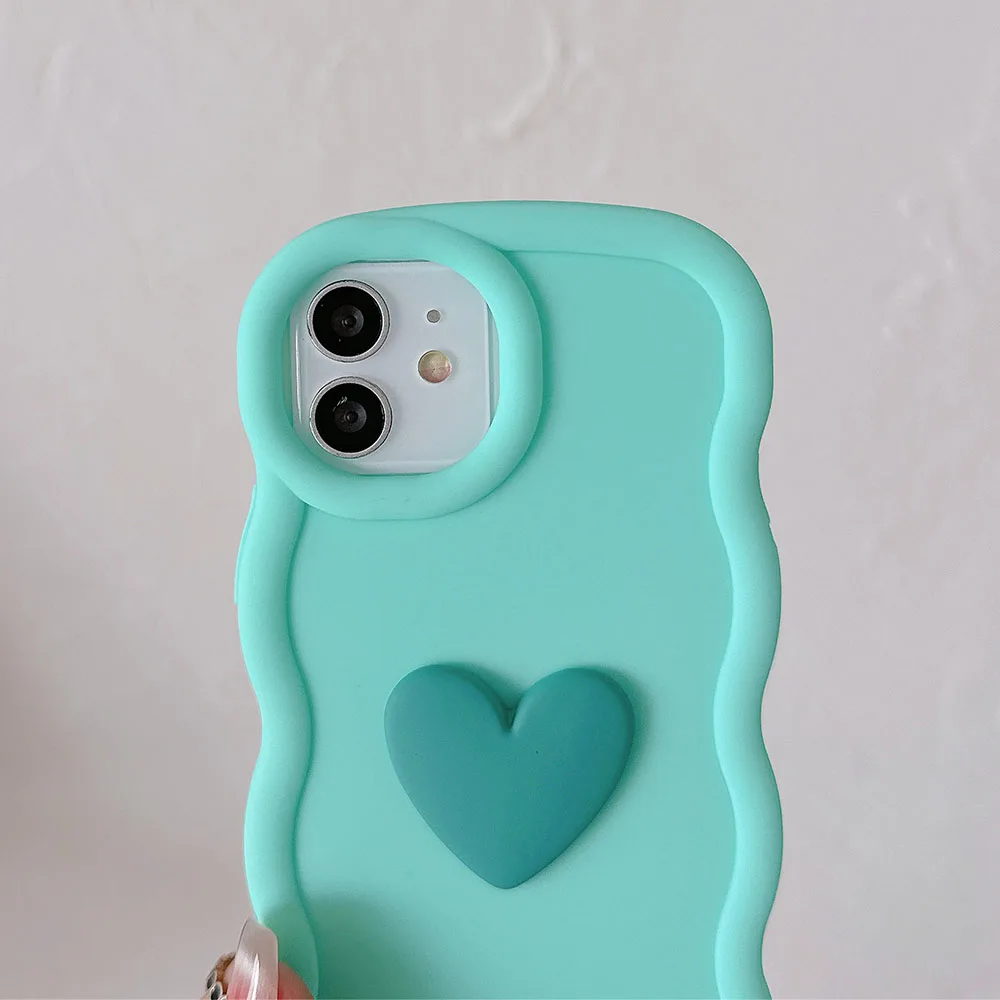 Love Heart Case for Realme 11 5G 11 12 Pro Plus C67 C65 C55 C53 C35 C30 C21Y C25Y Candy Color Curly Wave Shockproof Soft Cover