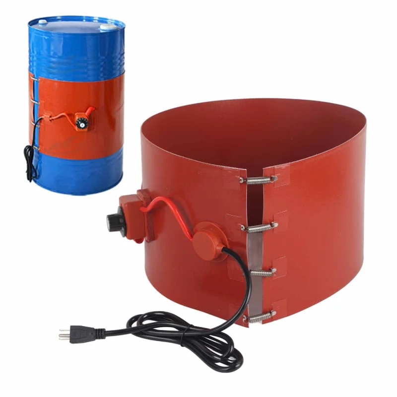 

60L Oil Drum Silicone Heating Belt Metal Drum Electric Heater Pad With Thermostat 1200W US Plug 110-220V