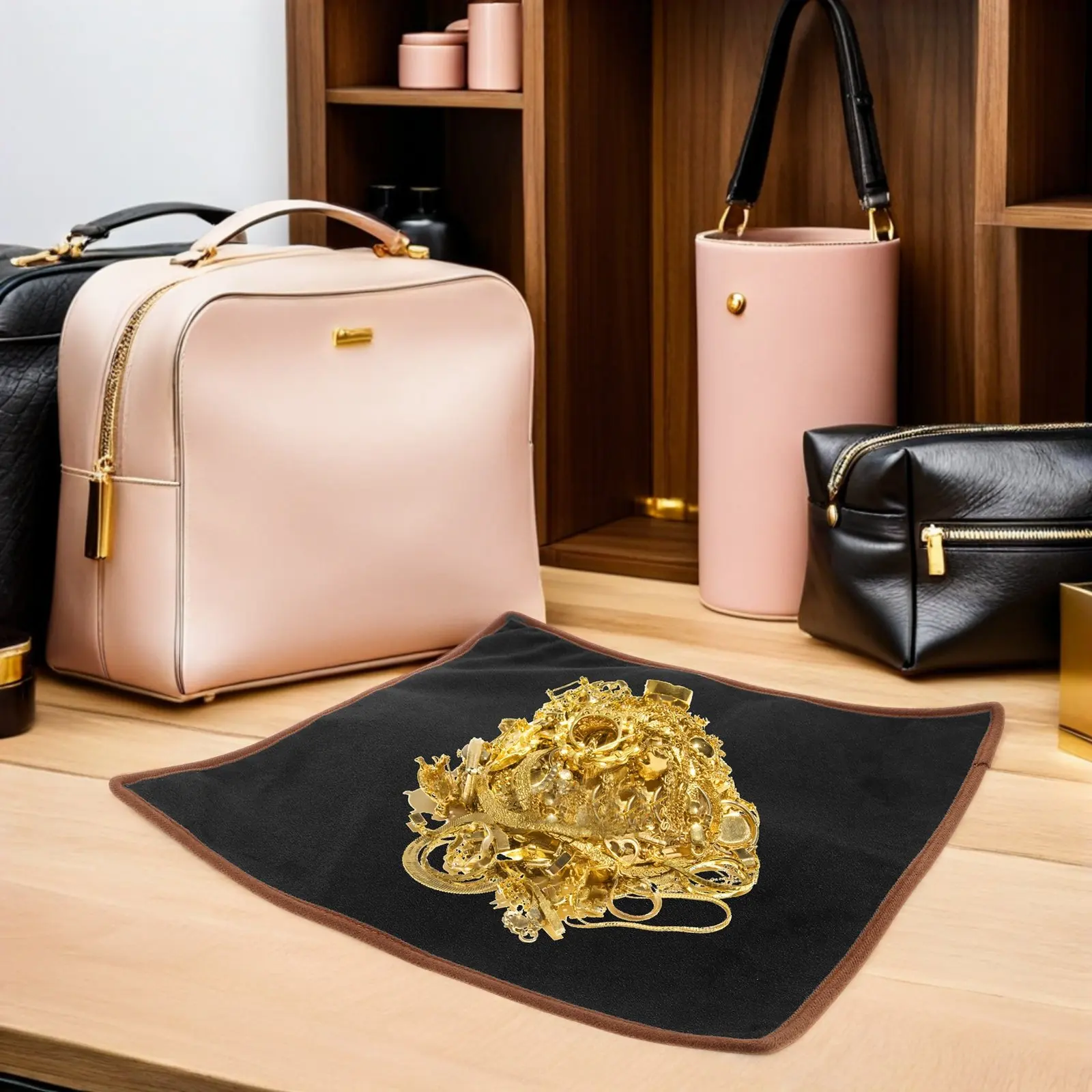 

Двусторонний коврик для демонстрации ювелирных изделий 16x16 дюймов, черно-белый, с защитой от царапин, фон-подложка, органайзер-лоток для ожерелий и колец