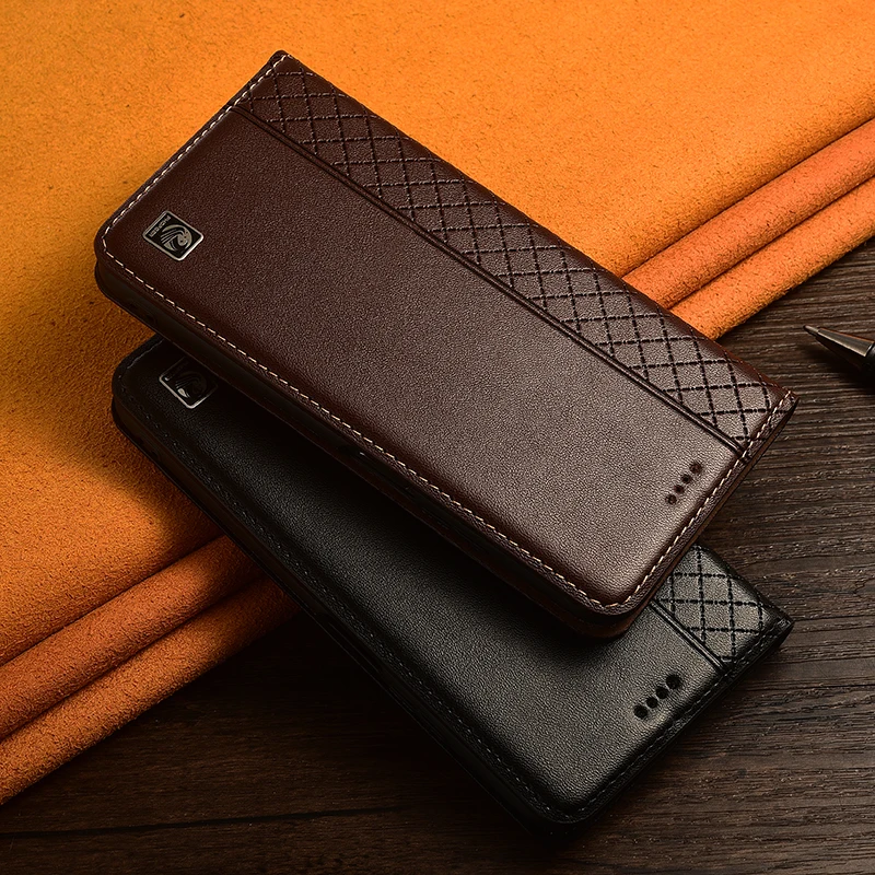 Funda con tapa de cuero genuino con rejilla interior de Napa para Asus Rog Phone 3 5 5S 6 6D 7 8 9 Pro FE Ultimate fundas para tarjetas a prueba de arañazos