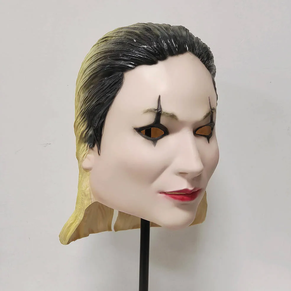 Realistische Latex-Vollkopfmaske im weiblichen Stil mit geformtem Haar-Make-up-Design für Halloween, Maskerade, Cosplay-Party, Verkleidungs-Requisite – Detail 4