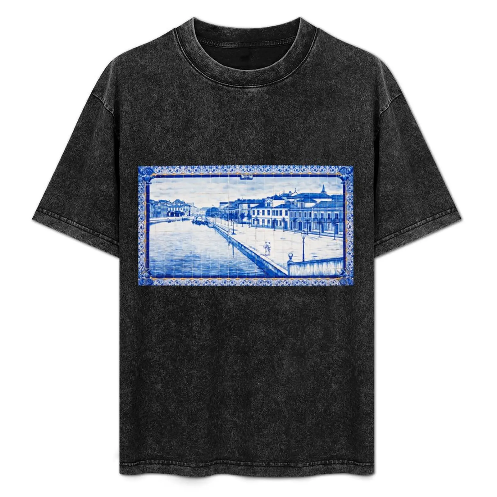 Aveiro azulejo tiles landscape from Portugal T-Shirt Short sleeve tee anime stuff street wear black t-shirts for men