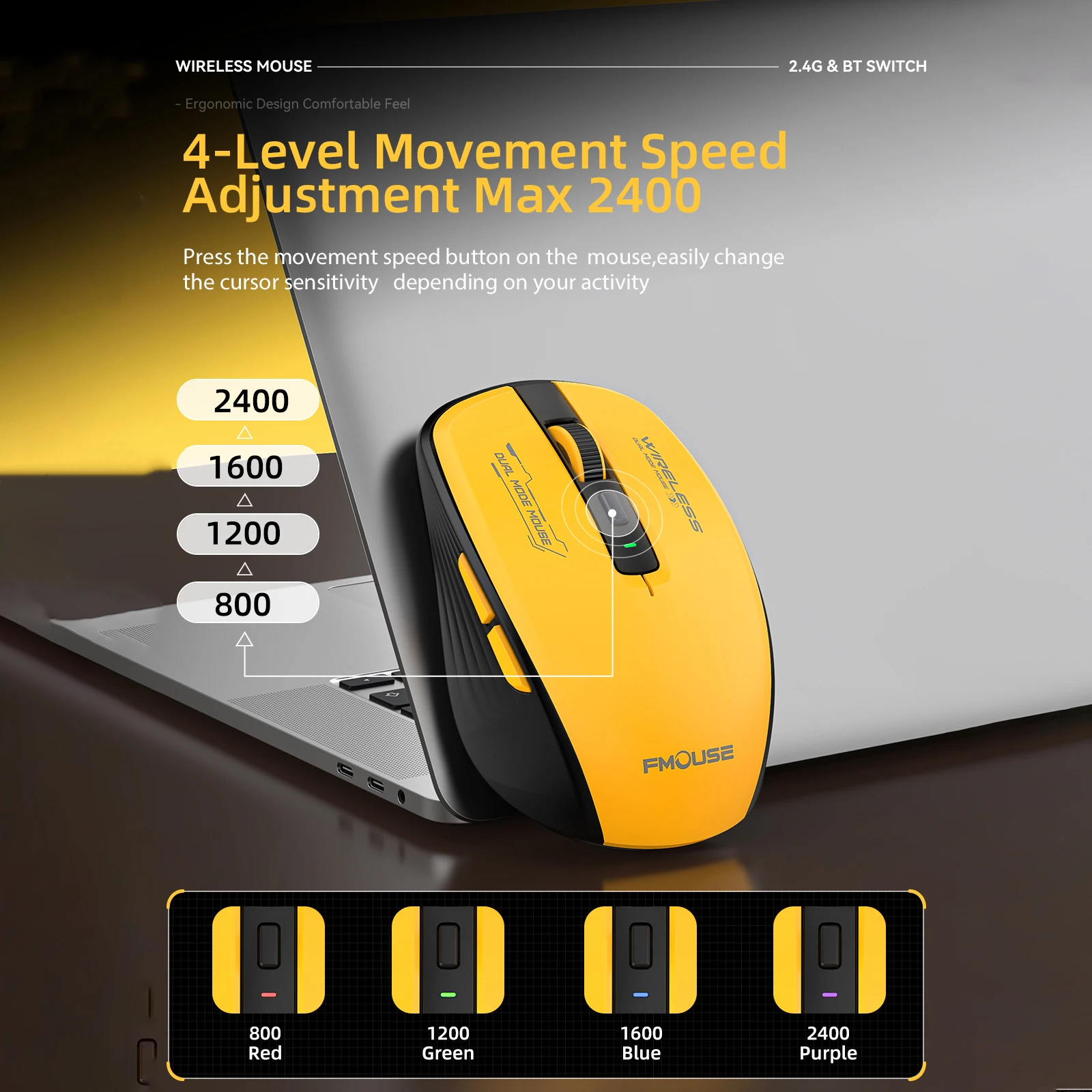 بلوتوث 5.1 و 2.4G USB ماوس لاسلكي صامت قابل للتعديل 2400 ديسيبل متوحد الخواص وضع مزدوج ماوس لاسلكي لأجهزة iPad للكمبيوتر المحمول والكمبيوتر اللوحي
