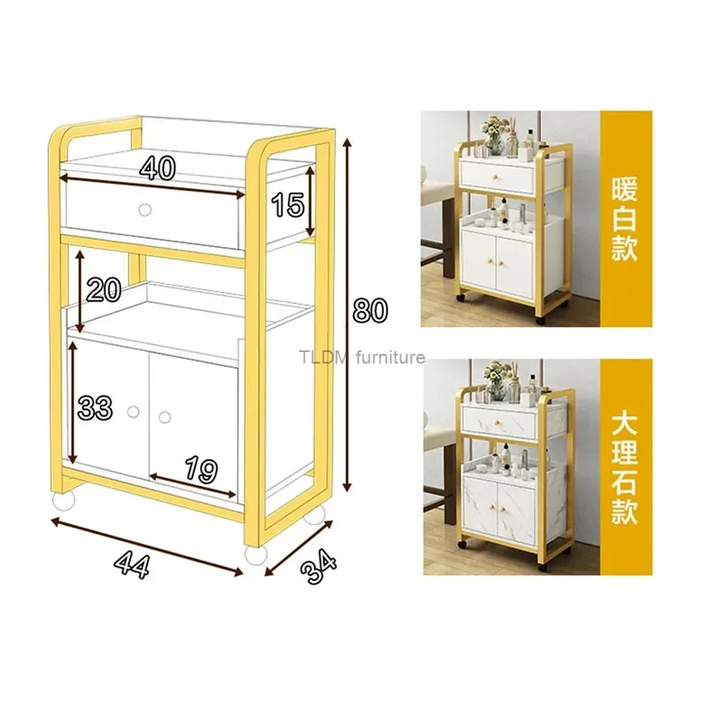 Carrello portautensili per salone di bellezza carrelli per saloni dorati di lusso leggeri mobili per saloni creativi Rack per la casa armadi multistrato