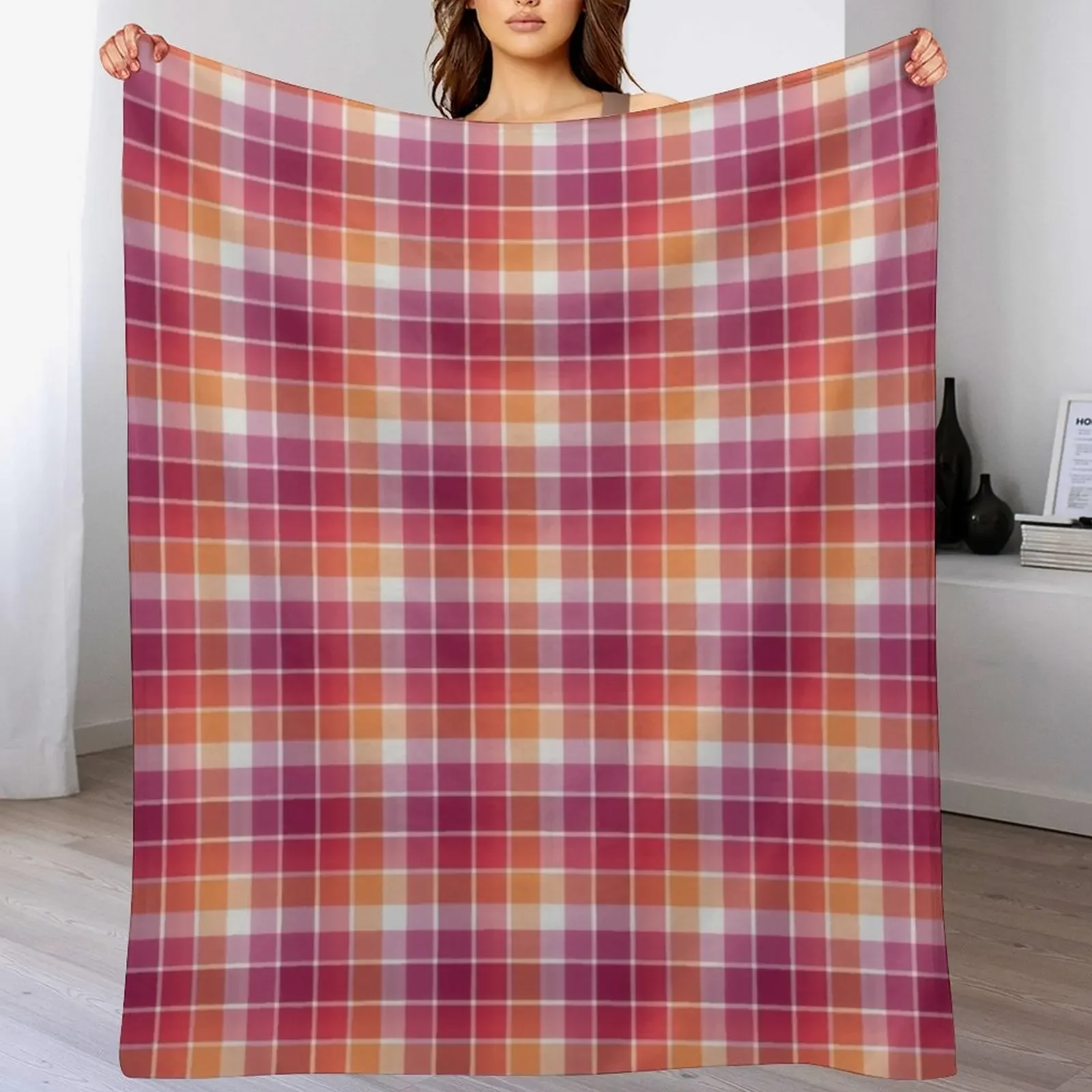 PRIDE PLAID - Lesbian Throw Blanket Luxury Single Blankets For Sofas Hairy Blankets