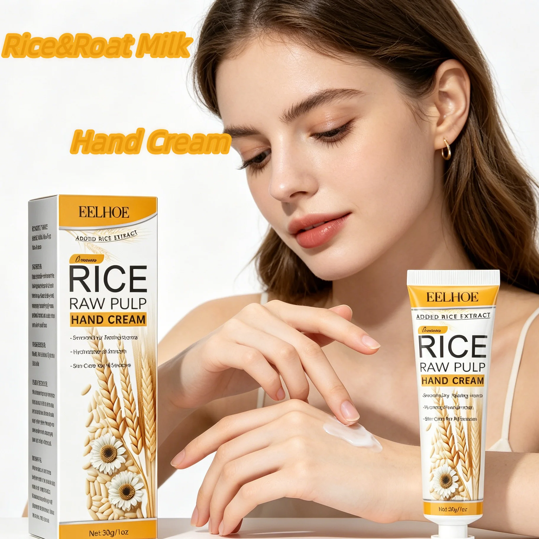 Rice&Roat Milk Hand Cream,Rice Water Brightening & Glow Boosting,Soothing Goat Milk Barrier Healing,Softens Rough Skin & Rough Calluses,Glycerin Deep Moisture Lock,Zero Greasy Velvet Finish,Clean Beauty & Fragrance-Free Friendly,Complete Nail Therapy