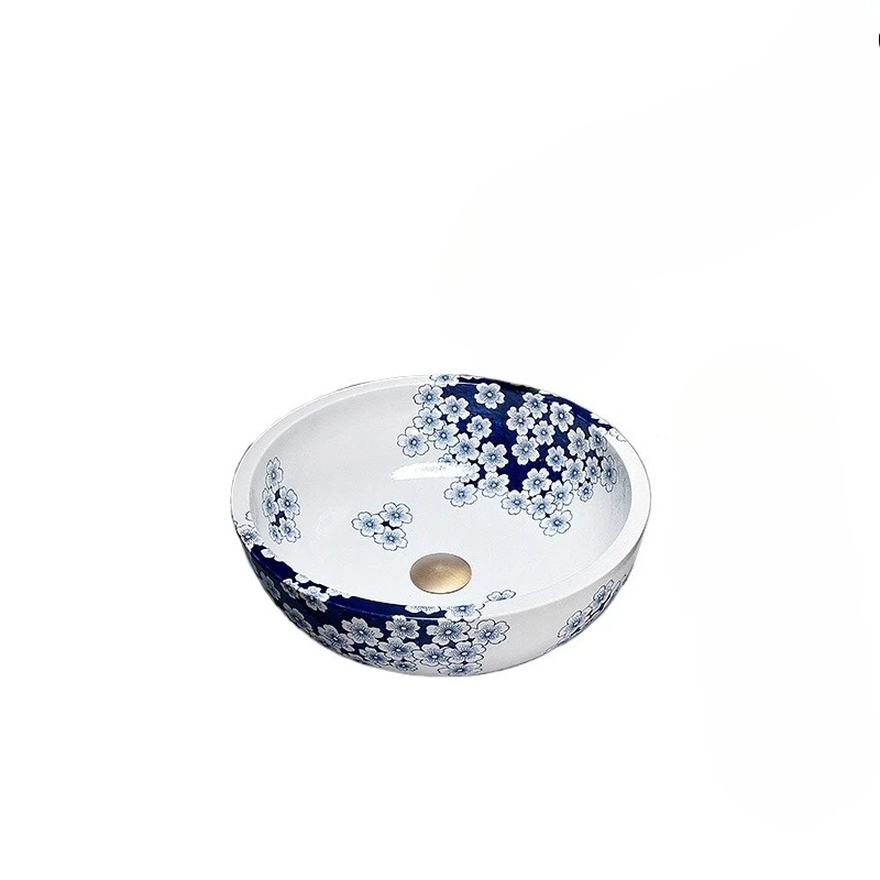

Chinese countertop basin blue and white hand-painted ice plum ceramic wash basin retro art face wash household