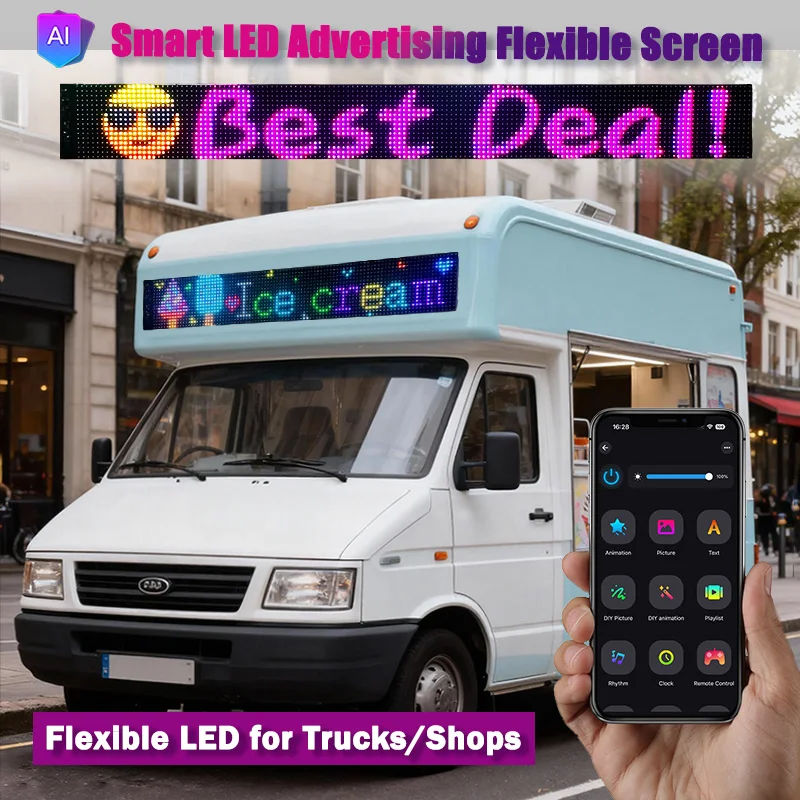 

AI Voice Function Advertising LED Matrix Pixel Panel USB 5V Bluetooth App Control Logo Light Text Pattern Programmable Display