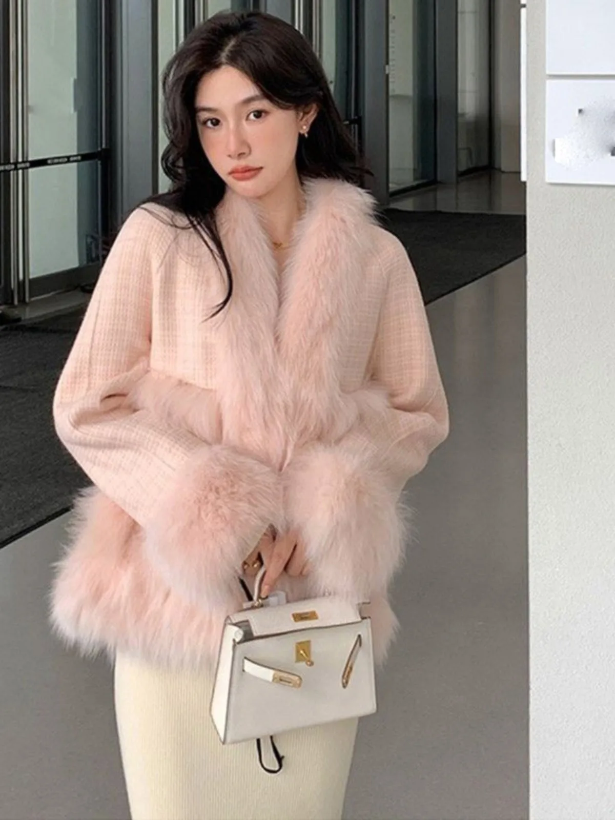 

Women's Clothing Stitching Thickening Faux Fur Coat Winter New 0124