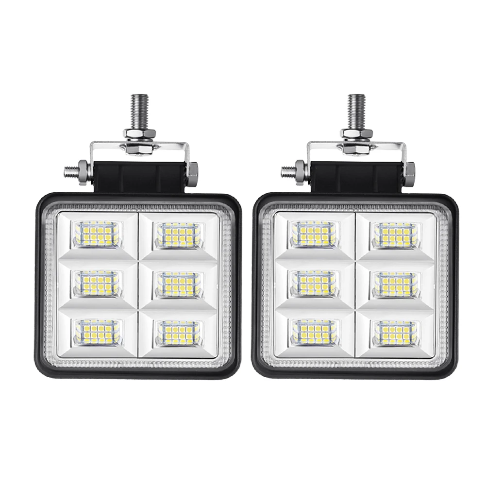 2Pcs 48W 12-24V 4-Inch Square White LED Work Light Pods Flood Spot Lamp 6000K Universal for Car Off Road Truck SUV Van