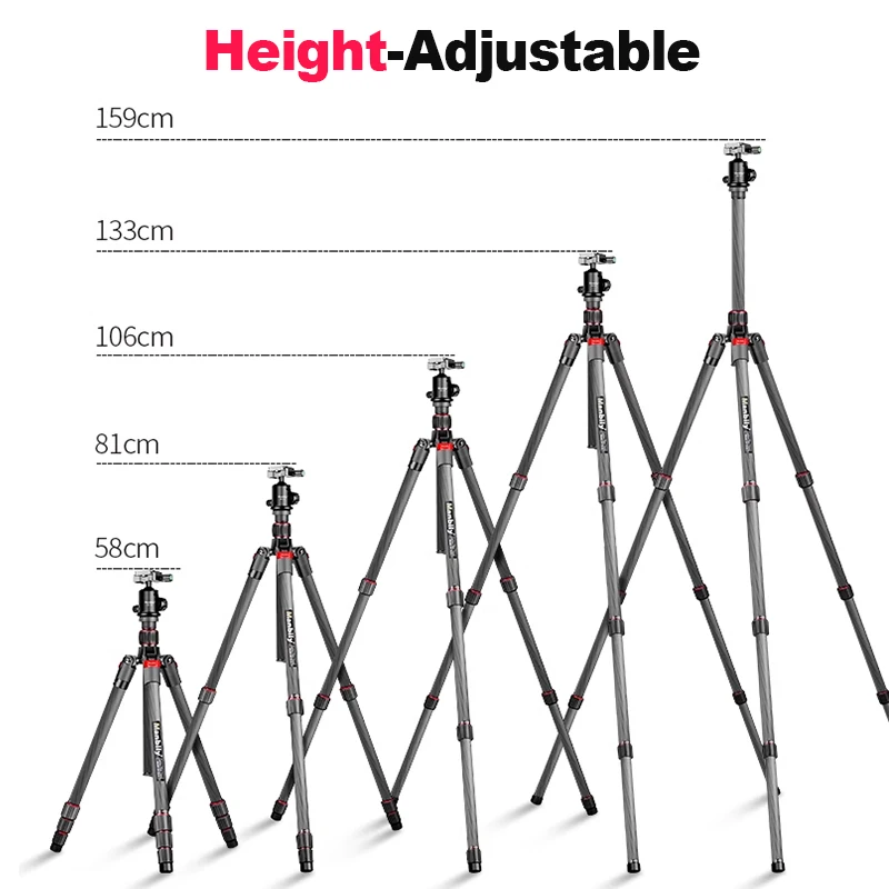 Manbily 152cm Lightweight Portable Photography Tripods 2-in-1 Tripod and Monopod Ballhead Travel Tripod for DSLR Camera