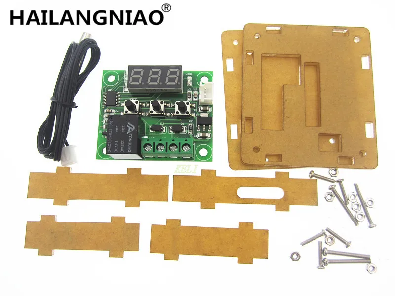 5SETS/LOT W1209 DC12V cool temp thermostat temperature control switch temperature controller thermometer +Acrylic Box