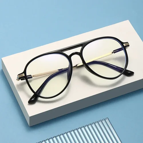 Imagen 2 del producto Gafas de lectura Vintage de doble haz para hombre, gafas de presbicia con montura cuadrada antiluz azul, gafas graduadas terminadas