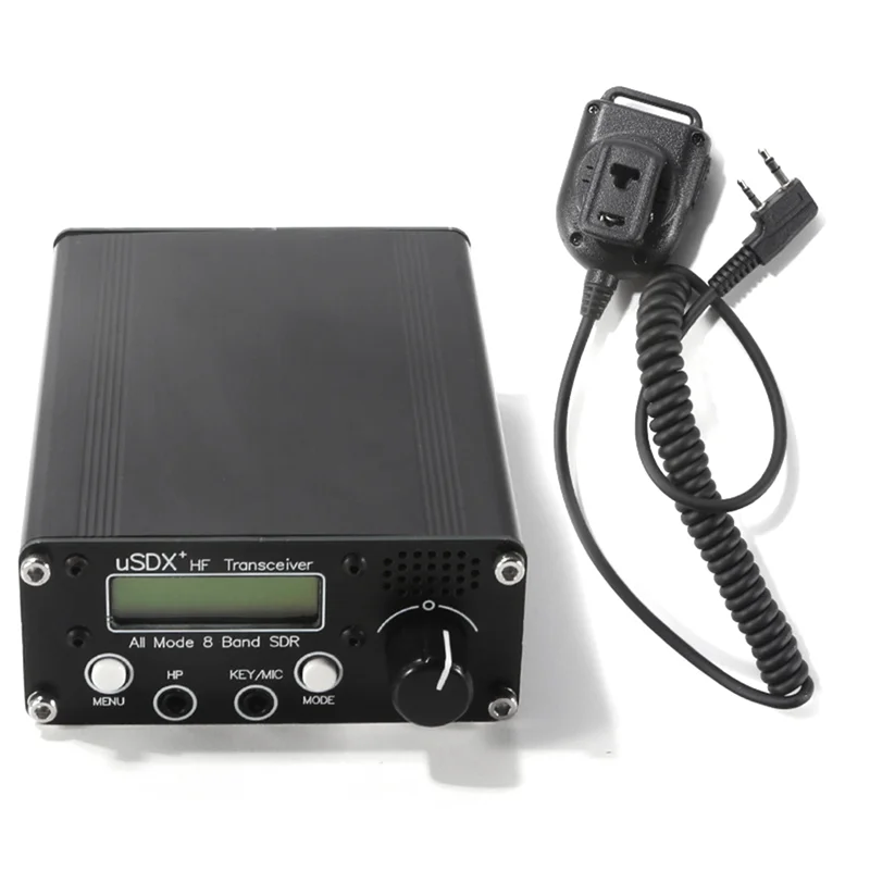 USDR USDX+Plus V2 8-Band SDR Transceiver HF SSB QRP LCD with Display Speaker Microphone HF Transceiver with EU Plug HOT