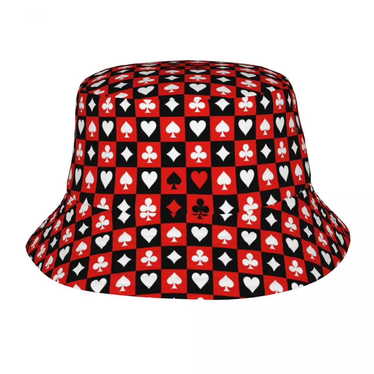 Card Suit Chess Board Unisex Casual Sun Hat Bucket Hat Bob Hip Hop Cap Fisherman Hat Panama