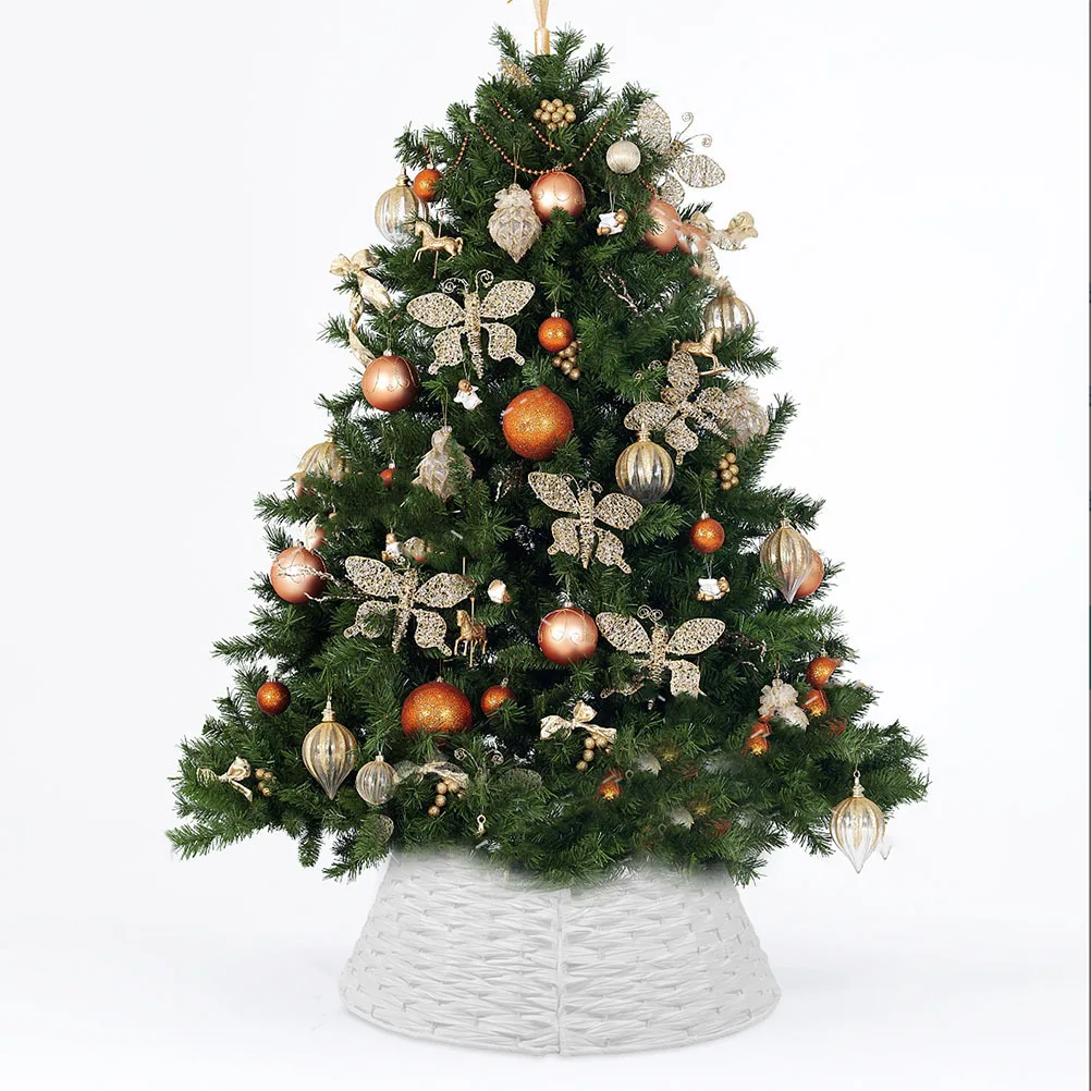 

Handwoven Tree Foot Fence Basket Minimalist Collar Skirt for Christmas Tree Base Farmhouse Holiday Room Decor Artificial Trees