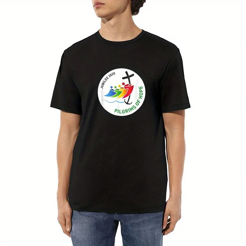 Fit Crew كم كاجوال لجميع المواسم، رقبة، 2025 Charity Pilgrim Hope Celebration S-XXXL، تي شيرت جرافيك قطن، مريح قابل للغسل،