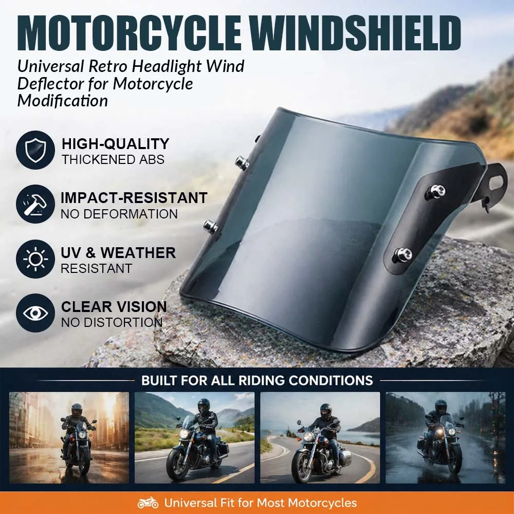 Universal Motorcycle Windshield Retro Headlight Wind Deflector Motorcycle Modification Windscreen Cover Motorcycle Accessories