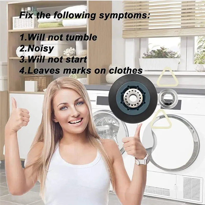 A59P new 4Pack W10314173 Dryer Drum Roller Replacement for Dryer Compatible with WPW10314173 Roller Drum Support Kit Dryer Parts