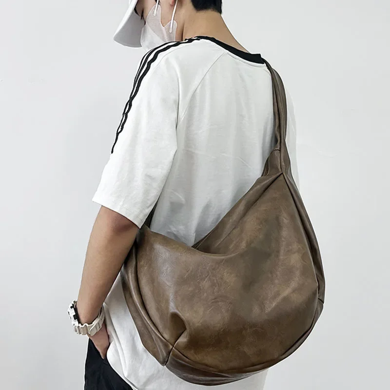 PU Leather Handbag For Men's Messenger Crossbody Bag Multi-functional Laptop Case Casual Large Capacity Sling Bag for Men bolasa