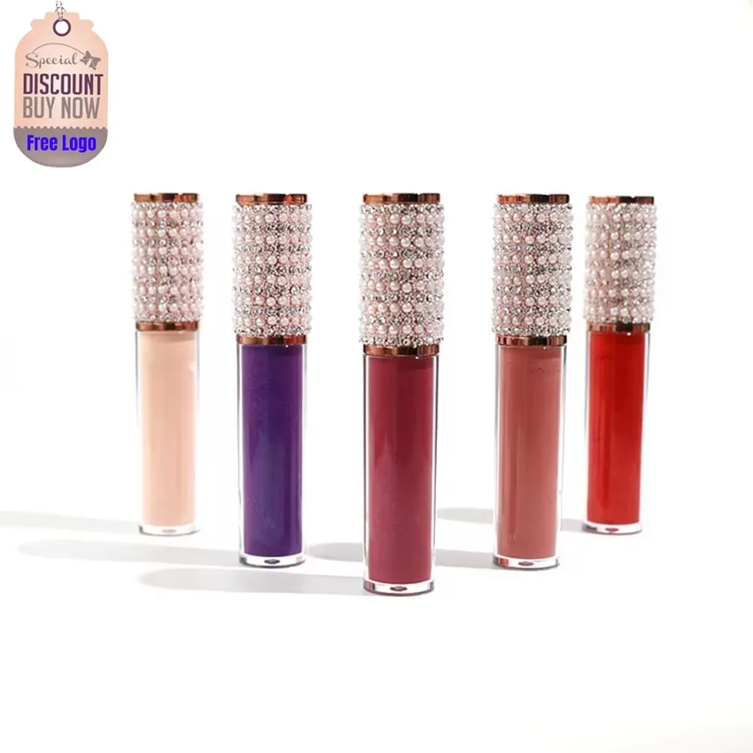 Private Label 64 Color Diamond Tube Matte Shimmer Lip Gloss Moisture Lasting Waterproof Non-sticky Beauty Makeup Custom Bulk